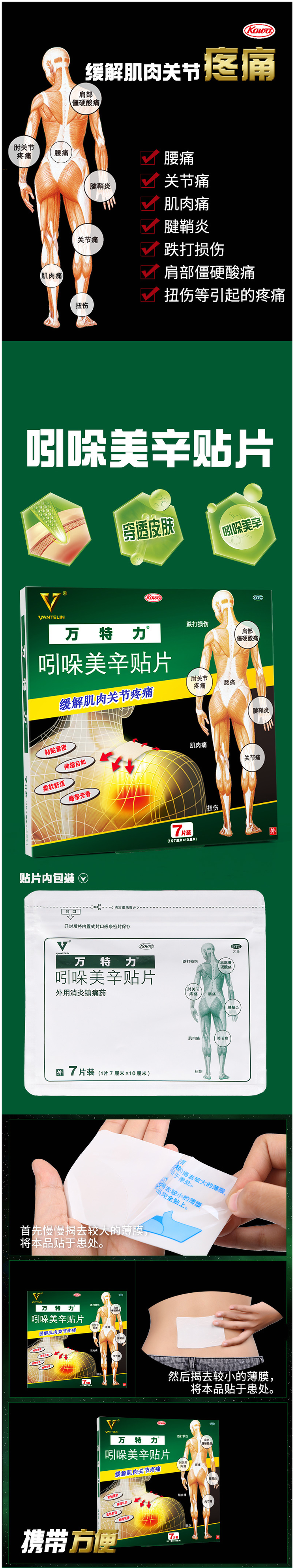 日本 万特力吲哚美辛贴片 7片 肌肉/关节/腱鞘疼痛特效药 图1