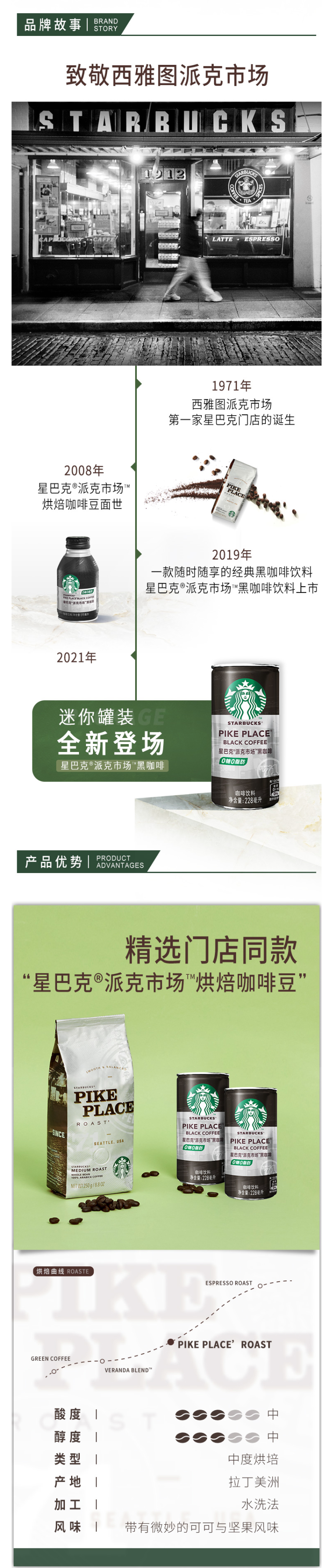 星巴克 派克市场 0糖0脂0卡 即饮黑咖啡 228ml*6罐 图3