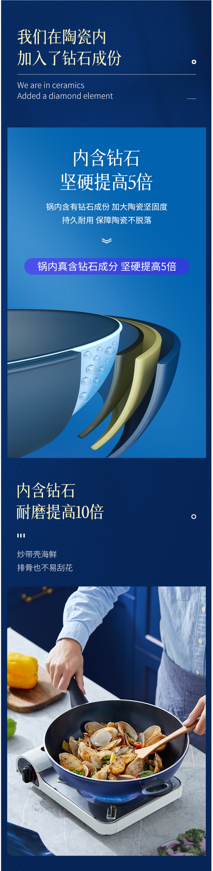 蓝钻 Bluediamond 不粘陶瓷炒锅 锅径32cm 图11