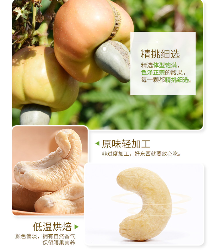 沃隆 原味不带皮 腰果仁500g罐装 图4