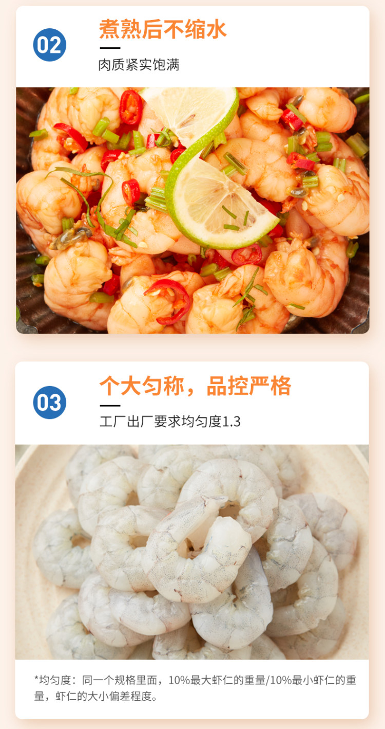 国联水产 翡翠去虾线生虾仁 200g*3袋 新鲜大虾仁 图4