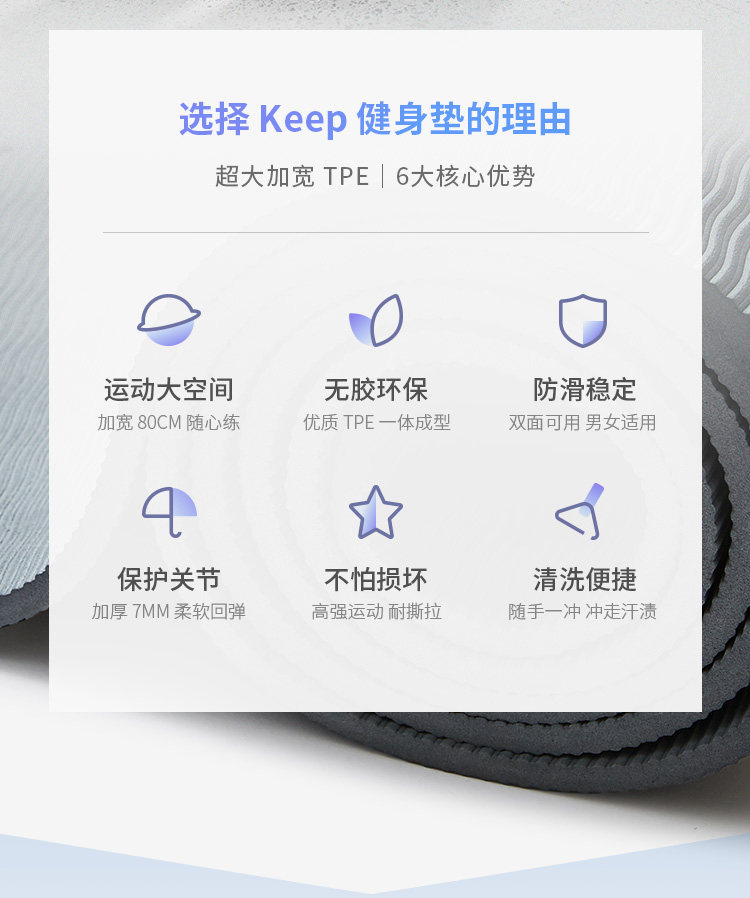 Keep 初学者防滑加厚健身瑜伽垫 图4