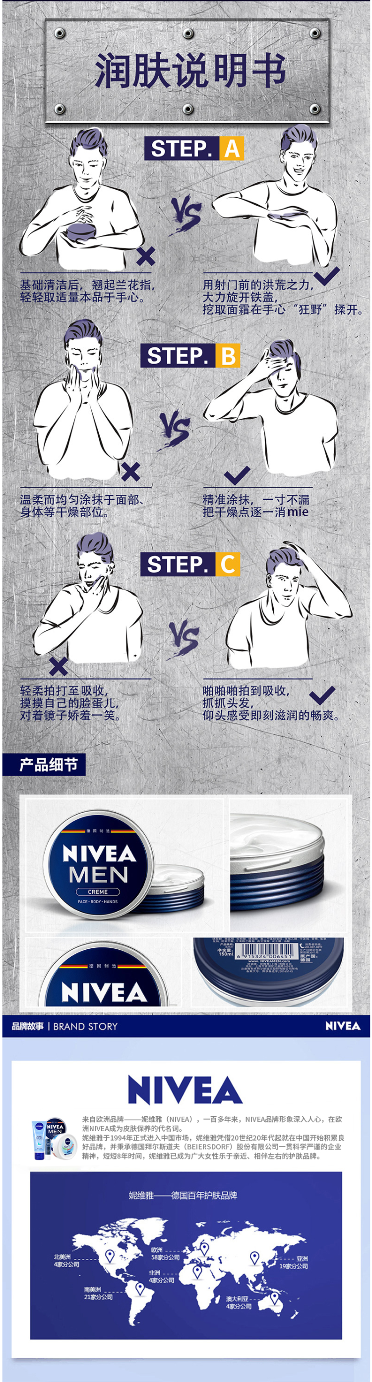 德国原装进口 妮维雅 男罐 男士保湿补水面霜 75ml 图5