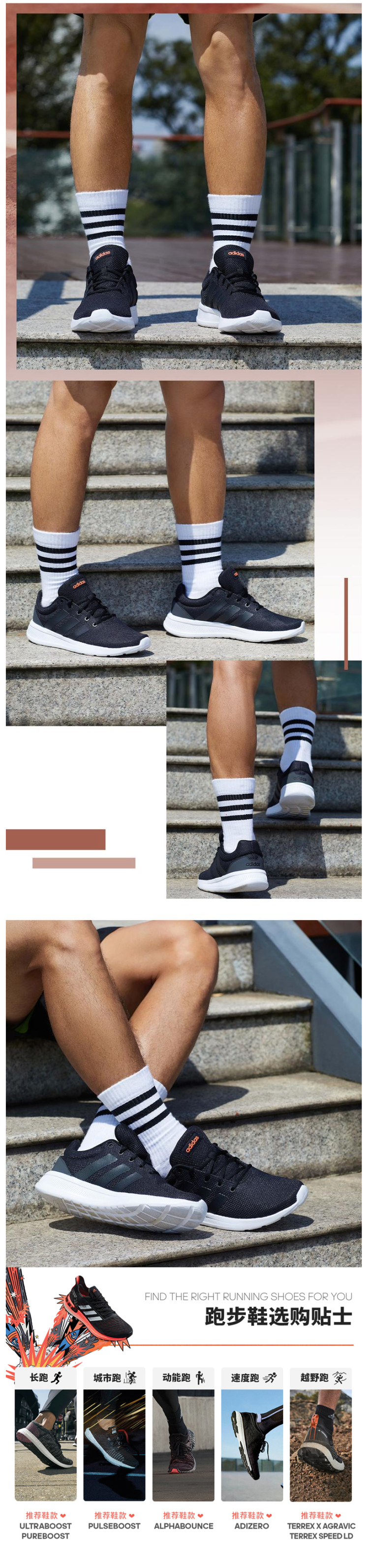 阿迪达斯 Adidas LITE RACER CLN 2.0 男子跑步运动鞋 图1