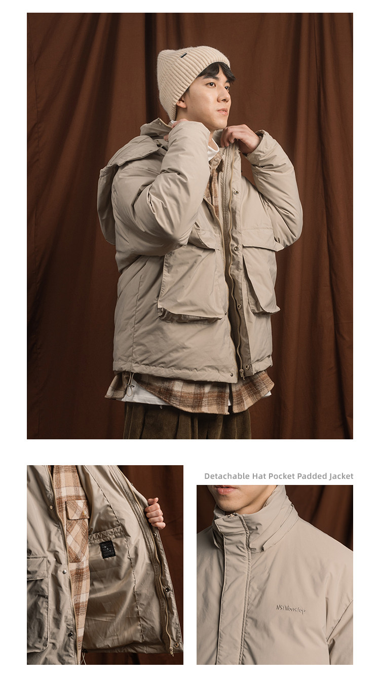 NSTNonstop 日系宽松可拆卸帽口袋棉服 图5