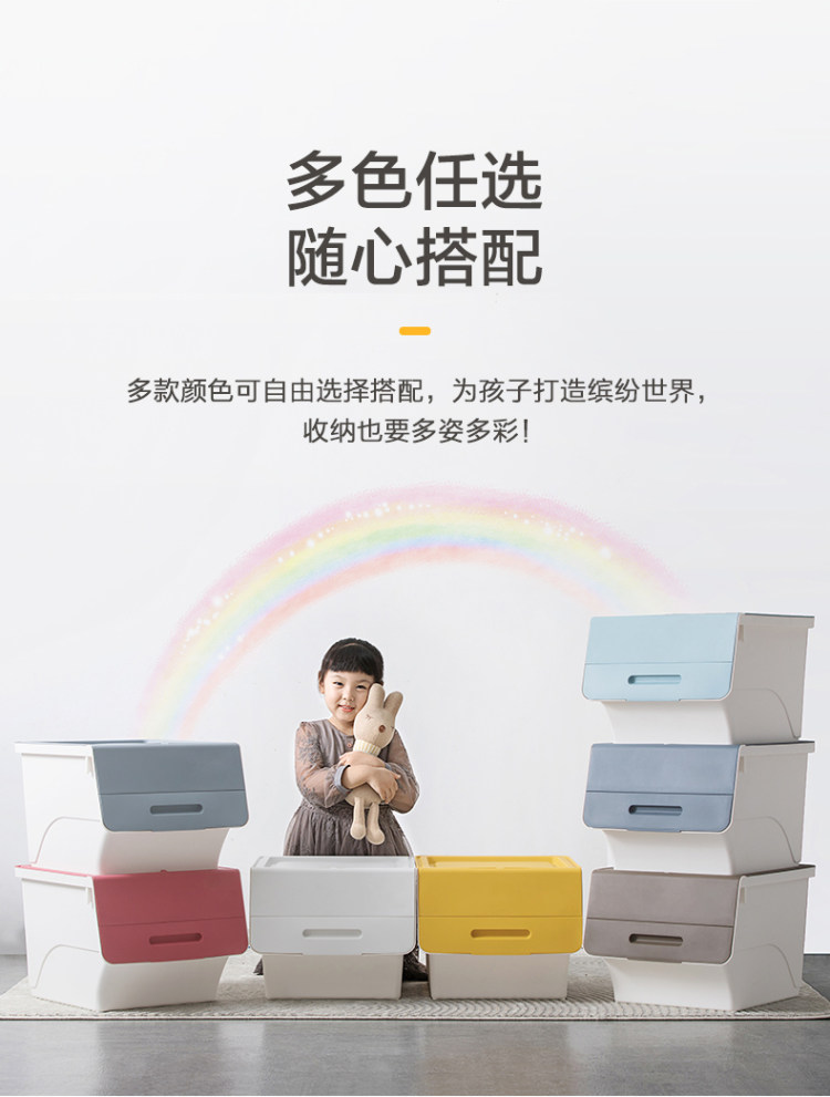 茶花 翻盖特大儿童玩具收纳箱 34L*3支 图9
