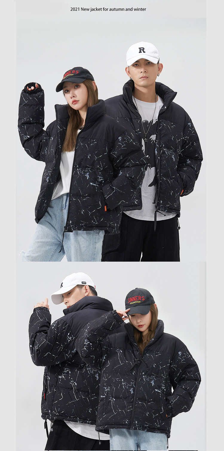 潮牌 Manloric 情侣满印立领面包服 图7