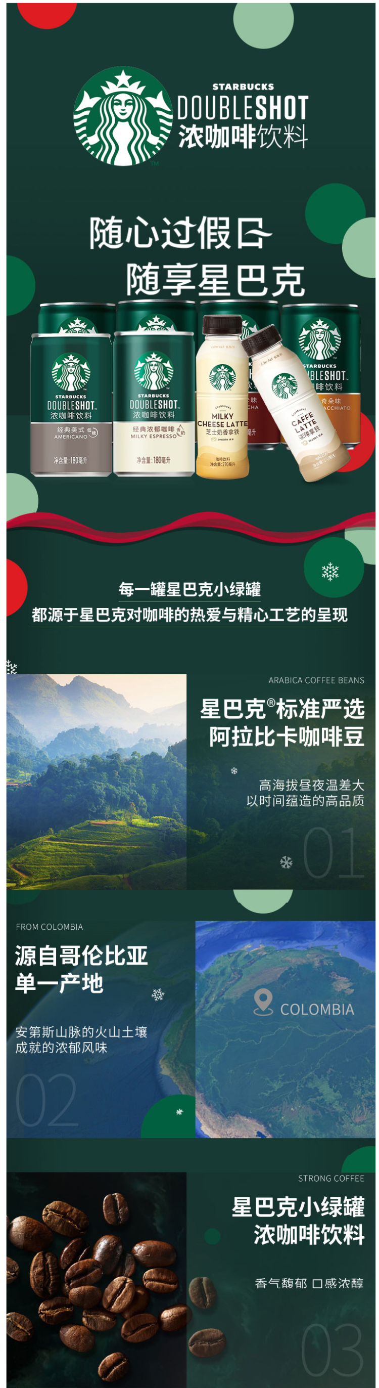 星巴克 星倍醇 经典浓郁和摩卡味道 即饮浓咖啡 180ml*7罐 图1