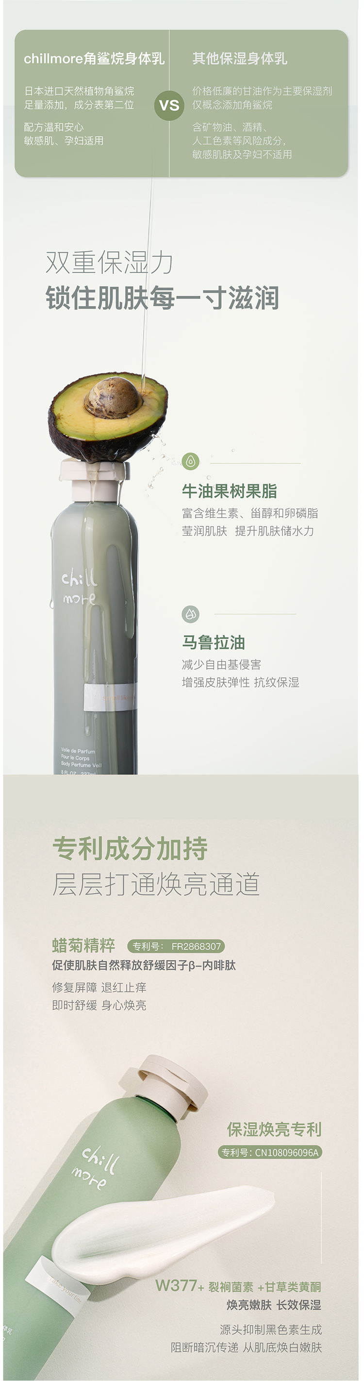 chillmore 92%纯度角鲨烷 香氛身体乳 240ml 持久留香保湿 图2
