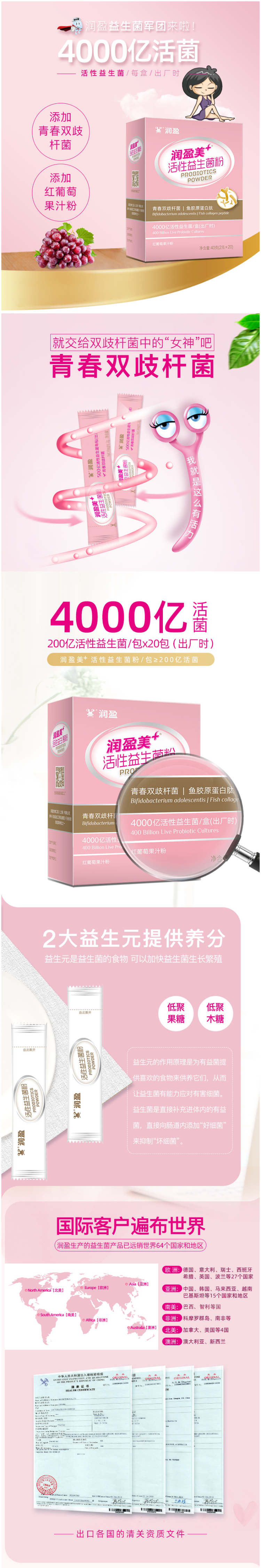 润盈 美+ 活性益生菌冻干粉 2g*20袋 4000亿益生菌 图1