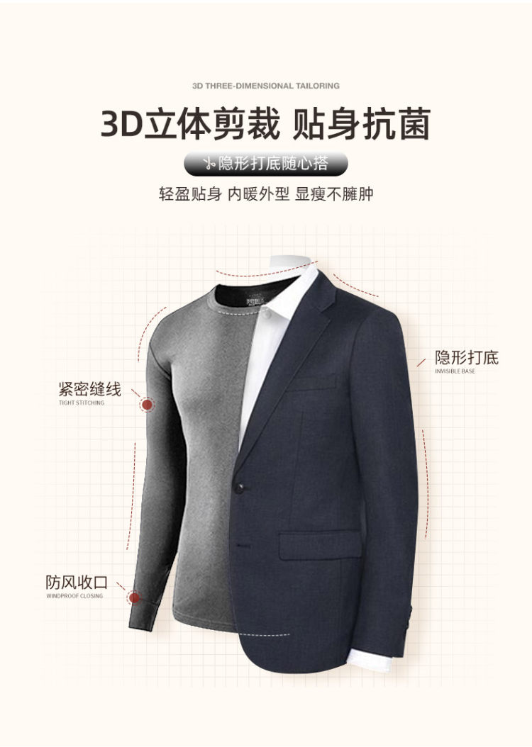南极人 男士纯棉保暖秋衣套装 可选两件上衣 图7