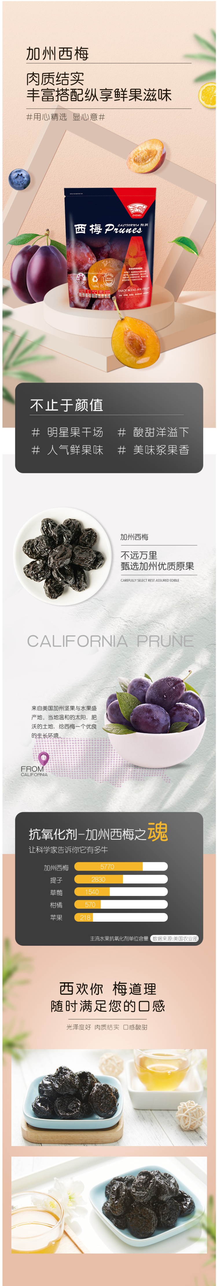 浙梅 加州西梅干 500g 约75颗 独立小包 图1