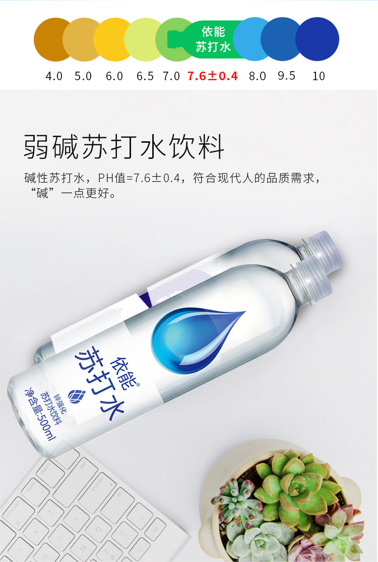 依能 无糖弱碱性苏打水 500ml*12瓶 加锌/青柠/西柚 图4