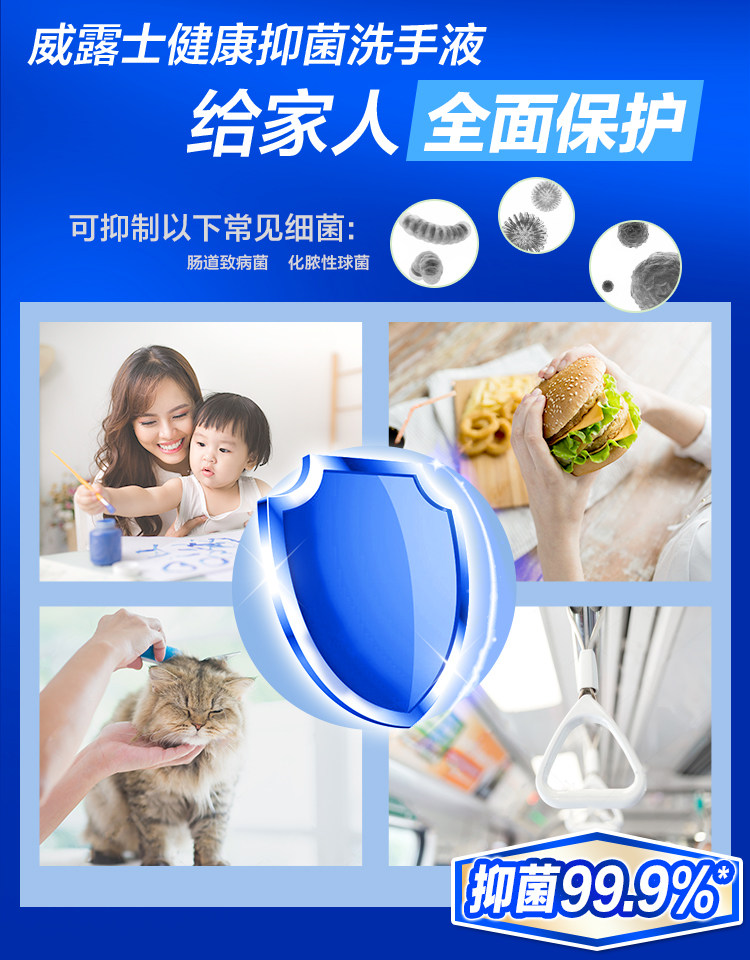 威露士 倍护滋润防干燥抑菌洗手液525ml*6瓶 图2