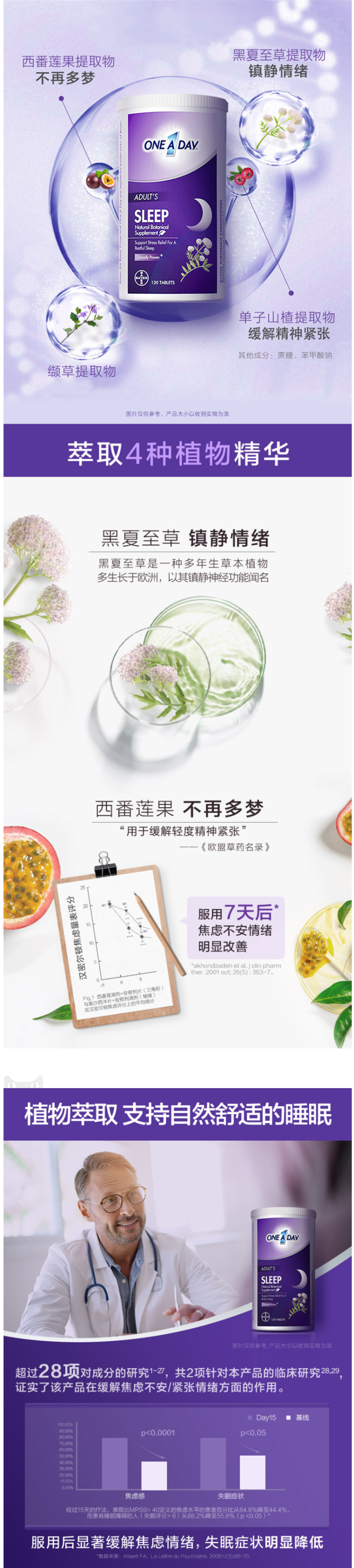 拜耳旗下 One A Day 舒压睡眠片 120片 图2