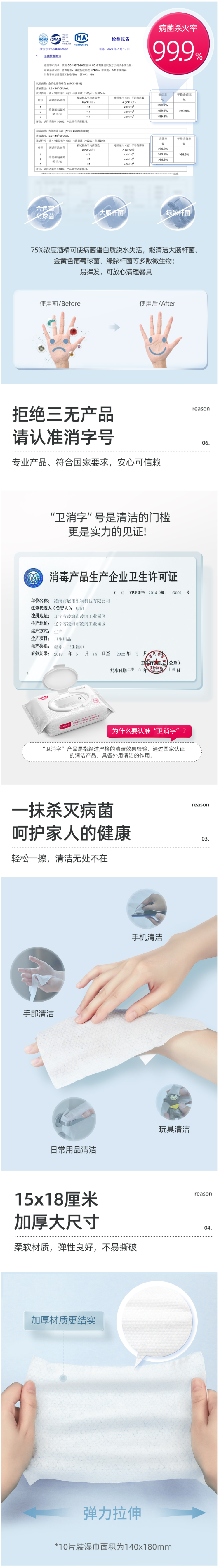维德医疗 75%酒精 消毒湿巾 50片 图2