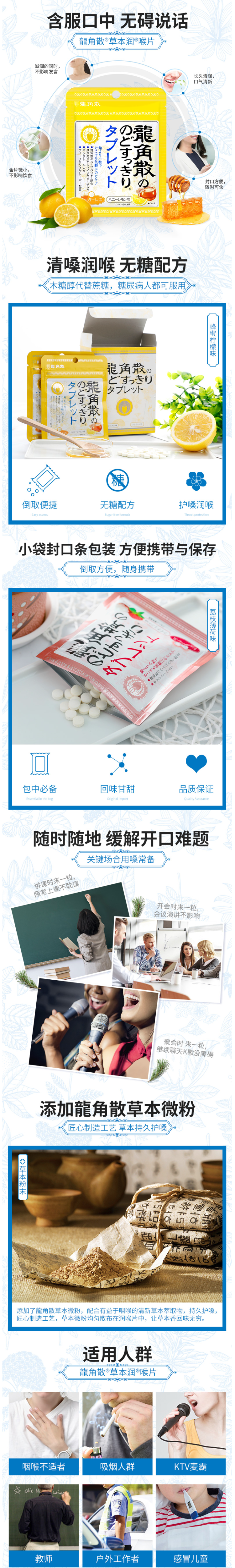 日本进口 蜂蜜柠檬味+荔枝薄荷味 龙角散润喉糖 10.4g*4袋 图6