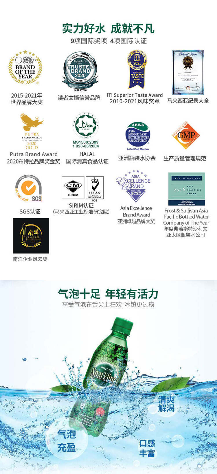 事必胜 无糖sparkling气泡水 325ml*48瓶 图3