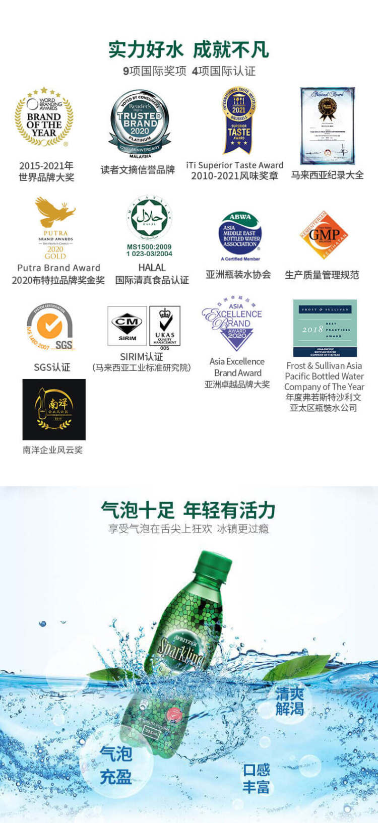 事必胜 无糖sparkling气泡水 325ml*48瓶 图2