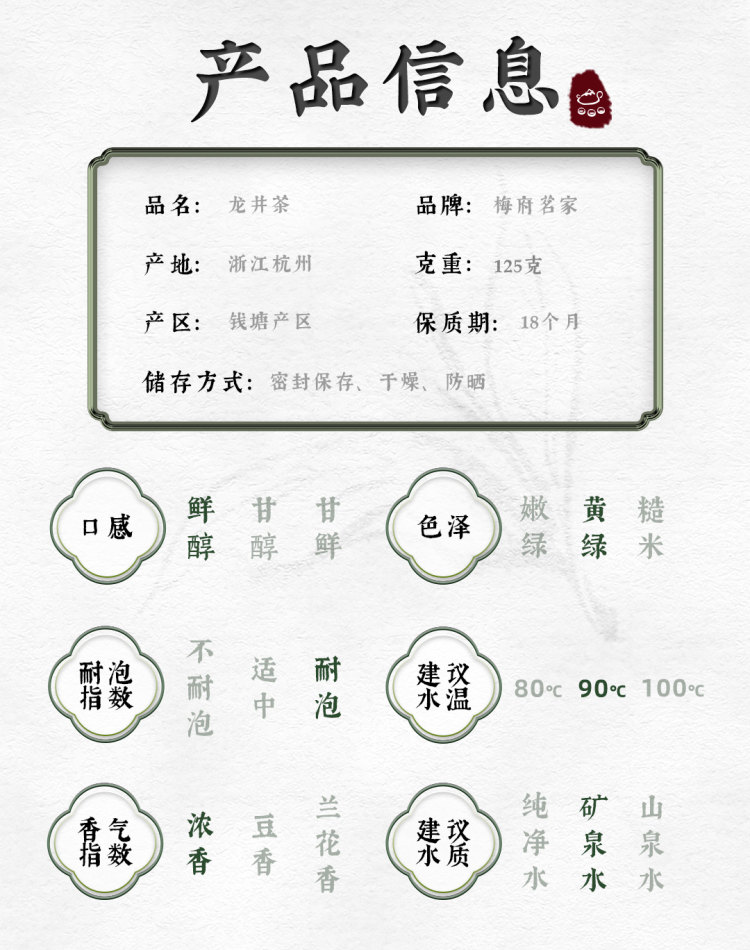 原产地直发 梅府茗家 新茶明前龙井茶罐装 125g 图5