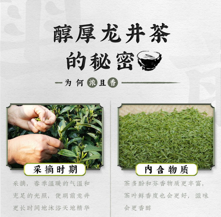 原产地直发 梅府茗家 新茶明前龙井茶罐装 125g 图2