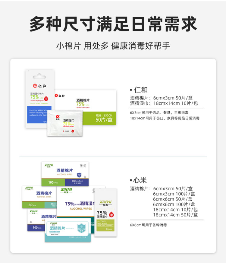 仁和 一次性酒精棉片医用100片 图2