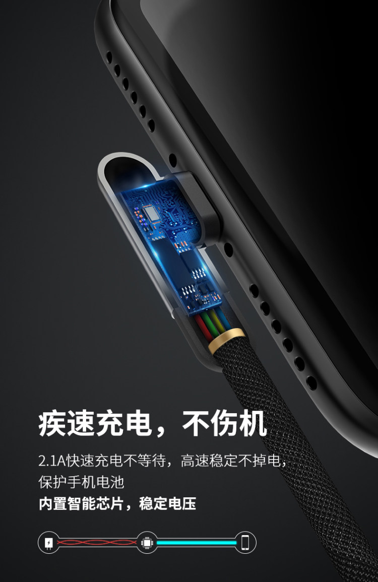 罗马仕 90°双弯头苹果数据线 1米 图8