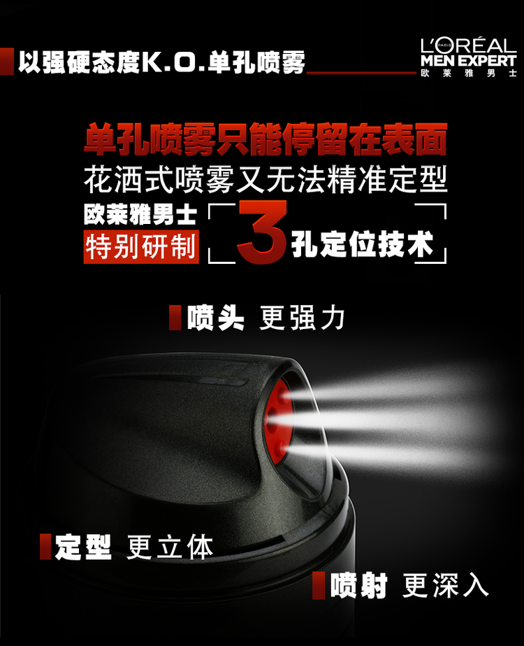 欧莱雅 男士强塑定型3孔喷雾 图1