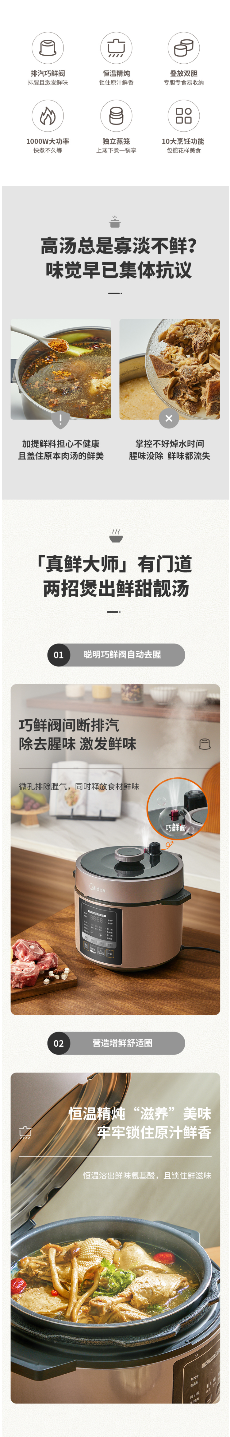 美的  智能电压力锅 5L 一锅双胆 图3