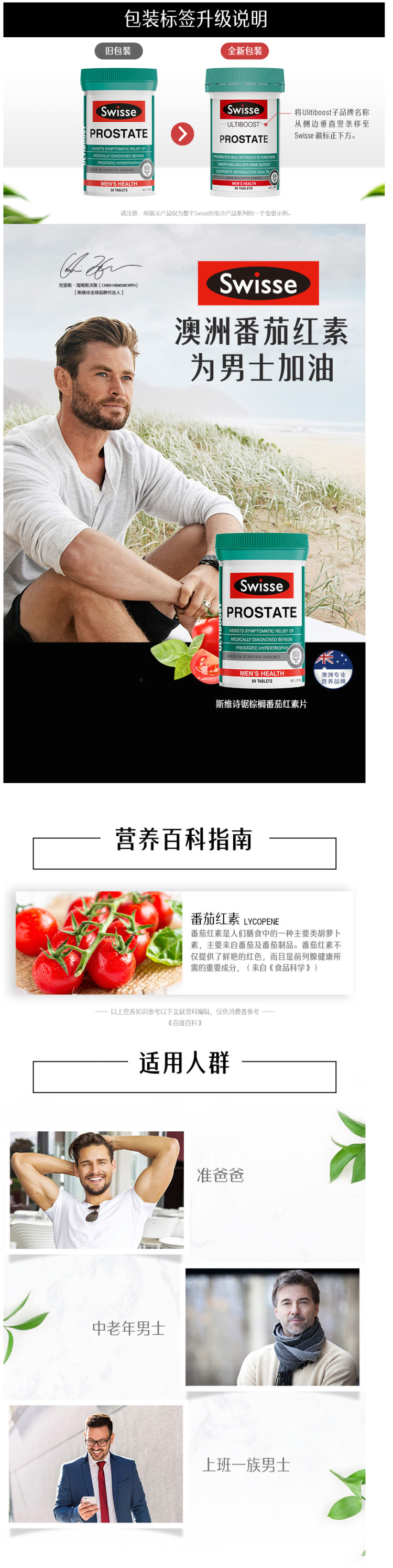 澳洲进口 Swisse 锯棕榈番茄红素片 50片 呵护前列腺 图1