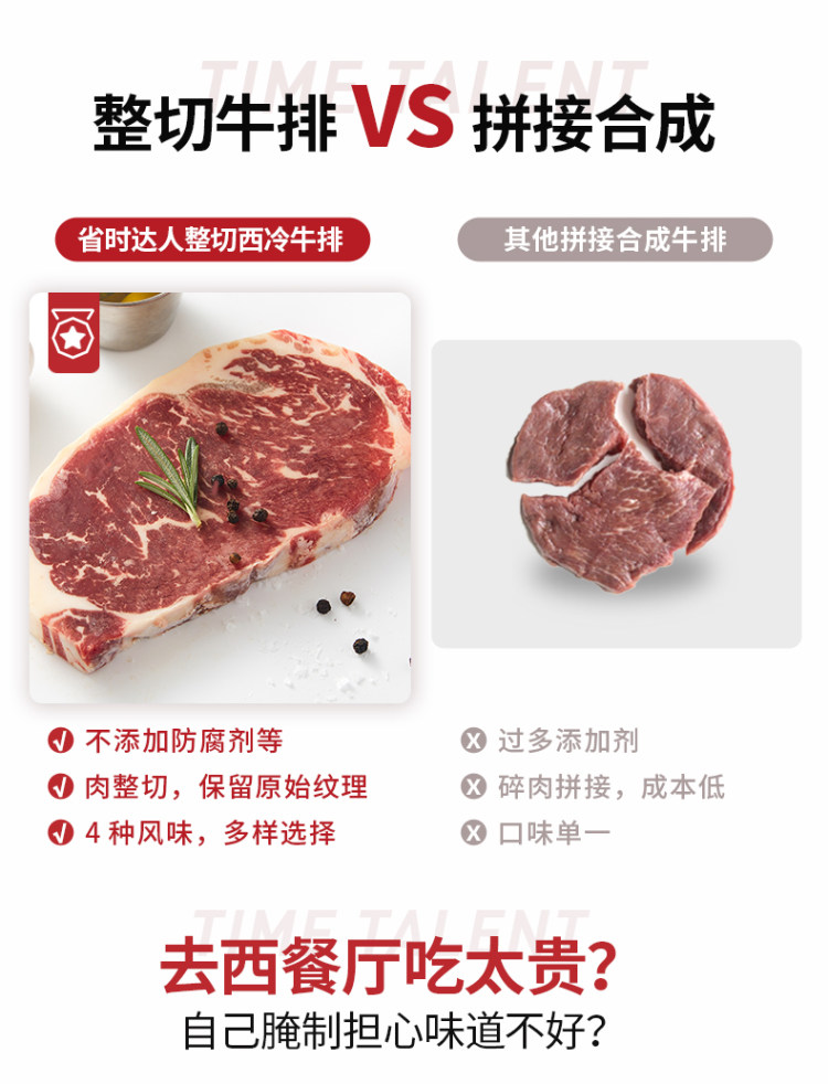 大型中高端商超合作品牌 省时达人 异国风味整切牛排 160g*8片 图6
