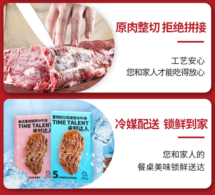 大型中高端商超合作品牌 省时达人 异国风味整切牛排 160g*8片 图5