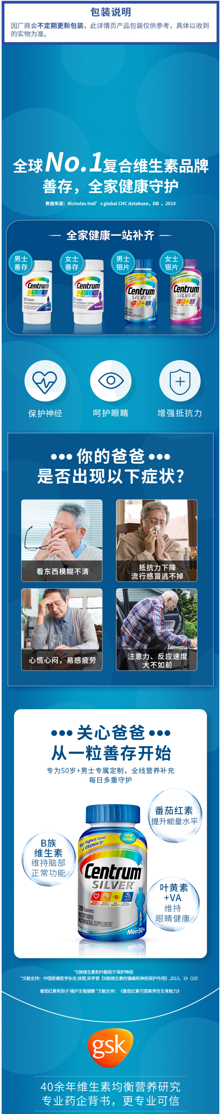 美版 美版 善存银片 中老年男士 27种维生素矿物质片 200粒 图1