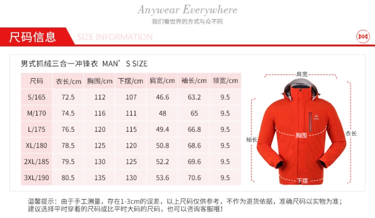 地球科学家 女三合一冲锋衣 P100抓绒内胆 图11