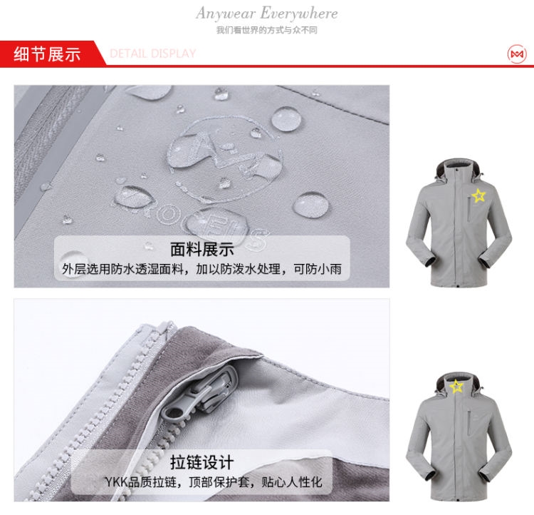 地球科学家 女三合一冲锋衣 P100抓绒内胆 图7