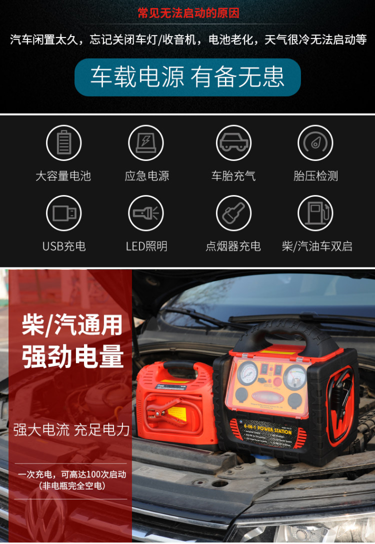 汽车应急启动电源充电宝救援12V电瓶连接线 图3