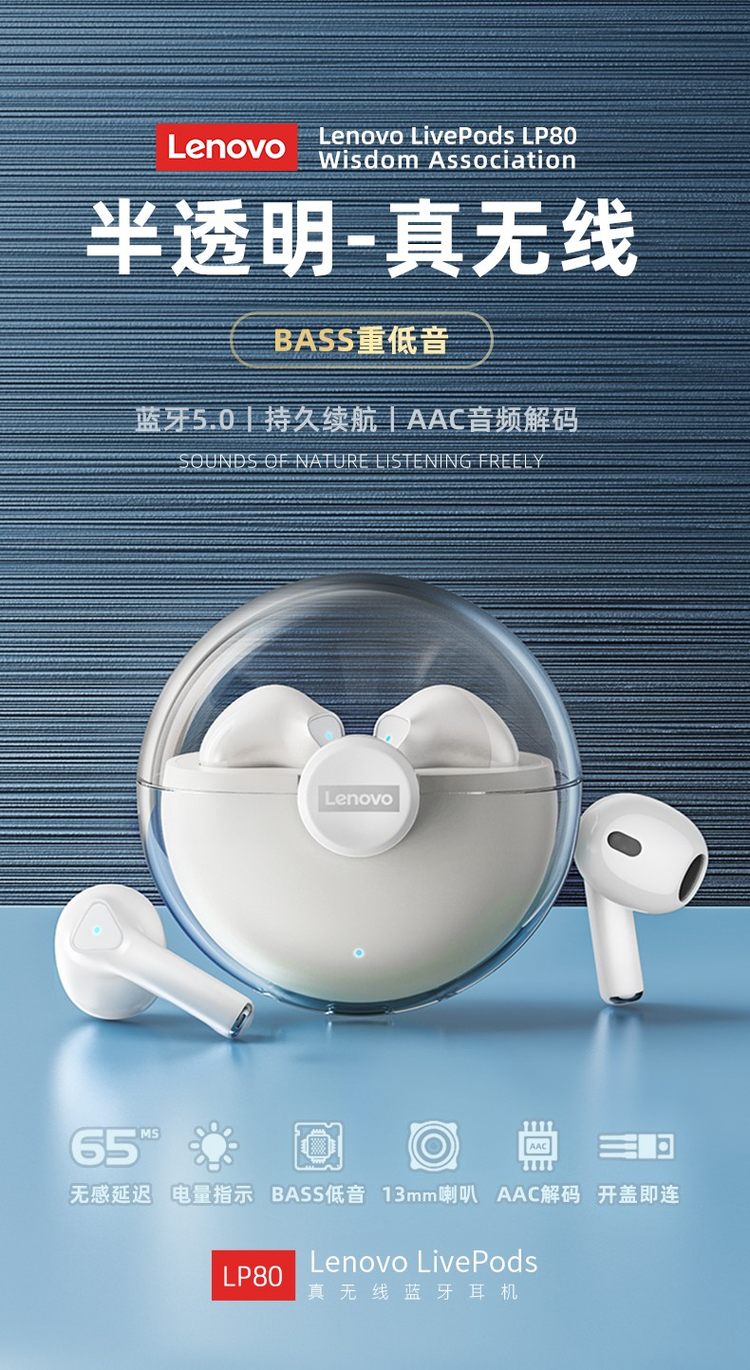 联想 LP80高级真无线蓝牙耳机 图2