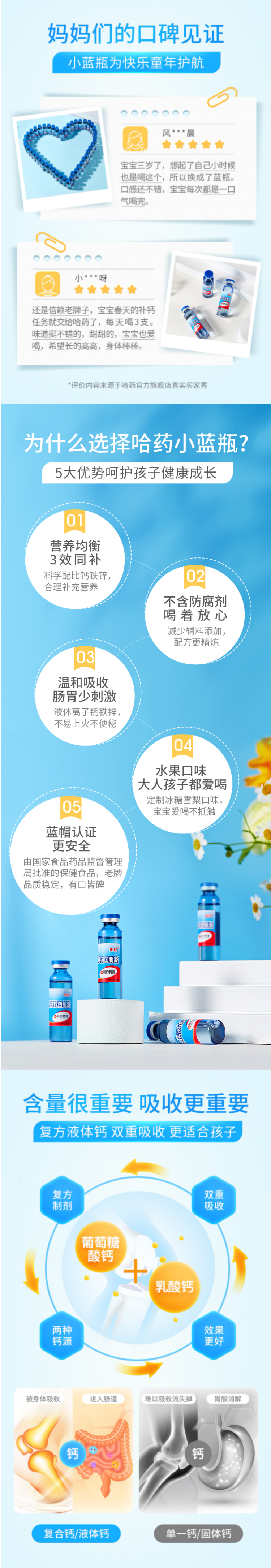 阿里大药房 哈药 钙铁锌口服液 蓝瓶的好喝的 10ml*90支 图3