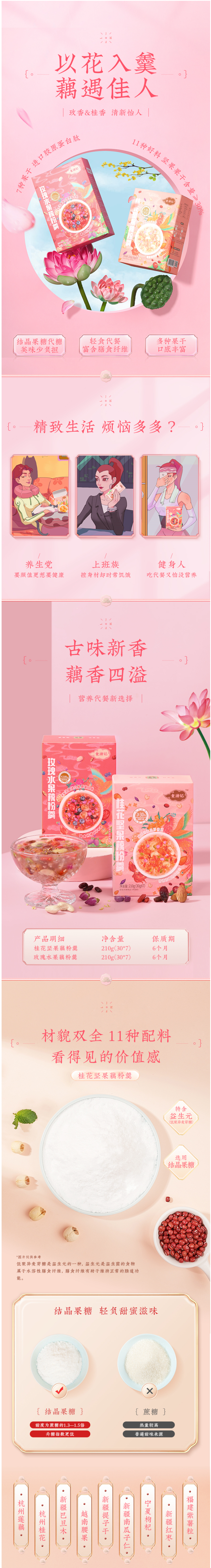 老金磨方 桂花坚果/玫瑰水果 藕粉羹 210g 图2