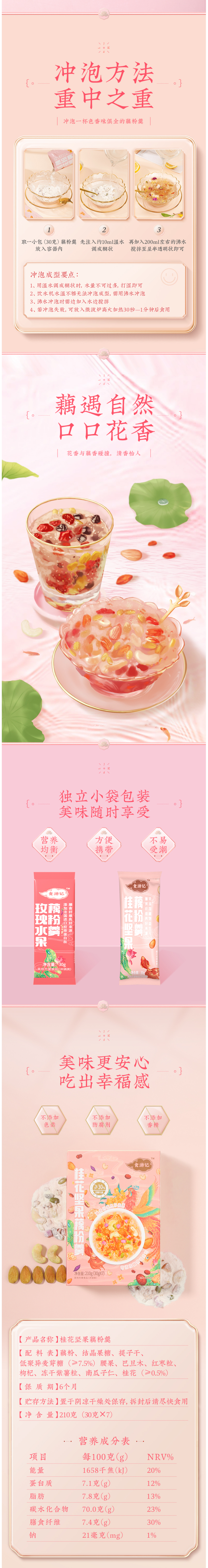 老金磨方 桂花坚果/玫瑰水果 藕粉羹 210g 图4