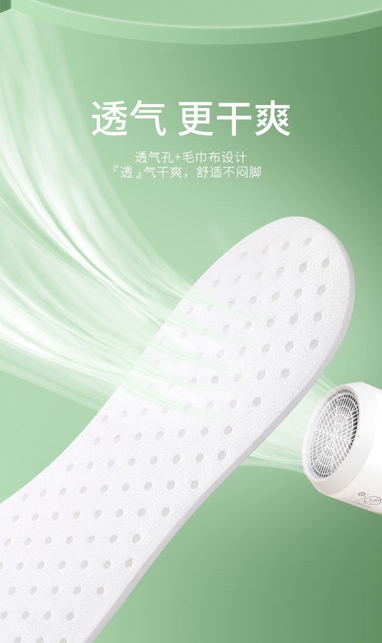 乳胶鞋垫 吸汗防臭防滑减震鞋垫子 3双 图5