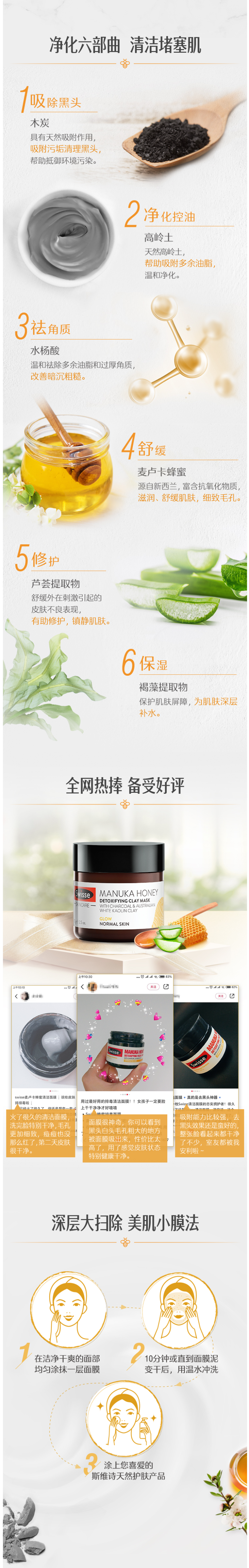 Swisse 麦卢卡蜂蜜清洁面膜 70g 图4