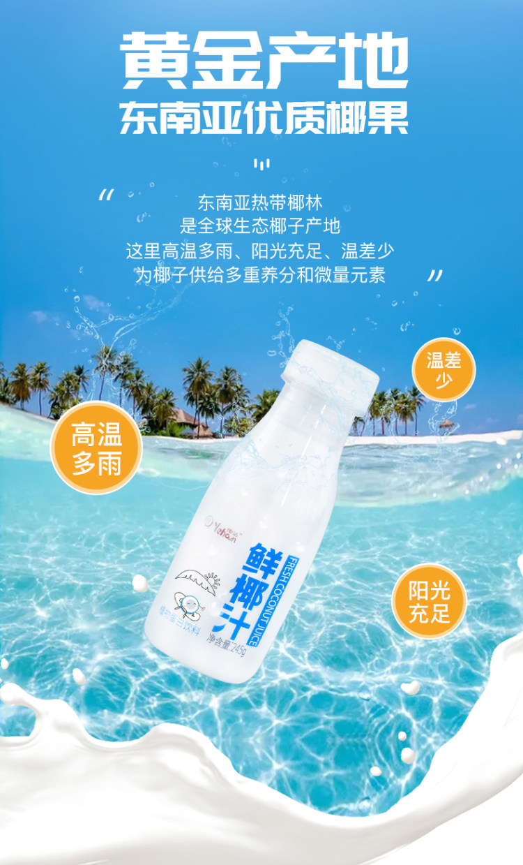 椰涵 生榨鲜椰汁245g*10瓶 图5