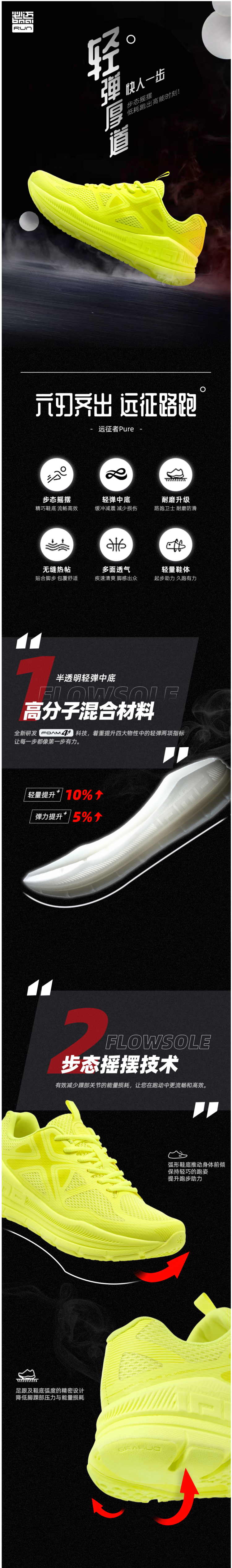 必迈 2021秋季新款 远征者Pure 全掌加厚强缓震 男女护膝型跑步鞋 图2