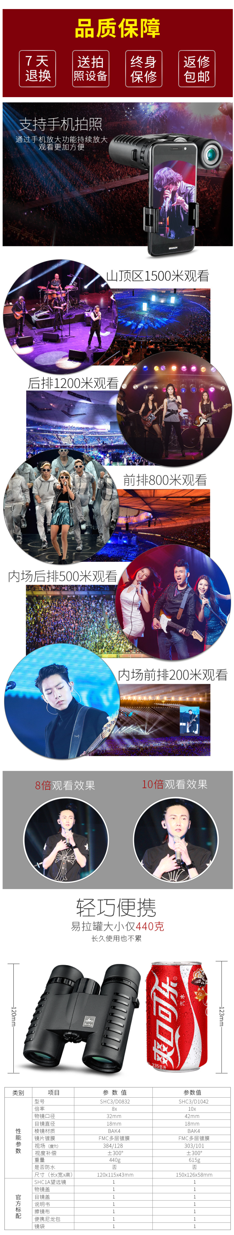 鲨鱼Asika 8倍高清充氮防水望远镜 可连手机拍照 图3