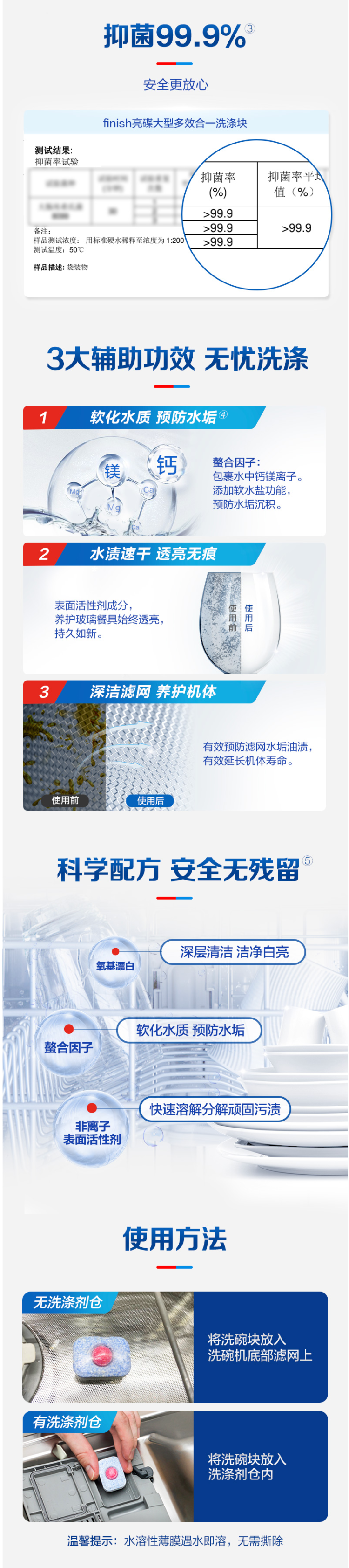 德国 亮碟 Finish 洗碗机专用 三合一多效洗涤块 60块 图2