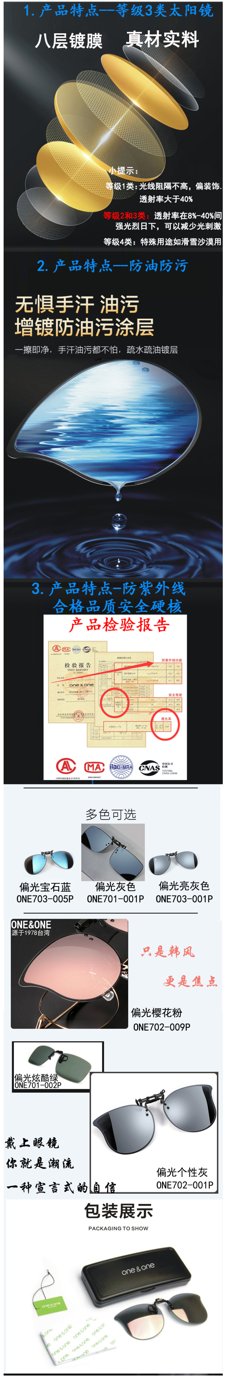 One&One 5g超轻 近视专用偏光墨镜夹片 图2