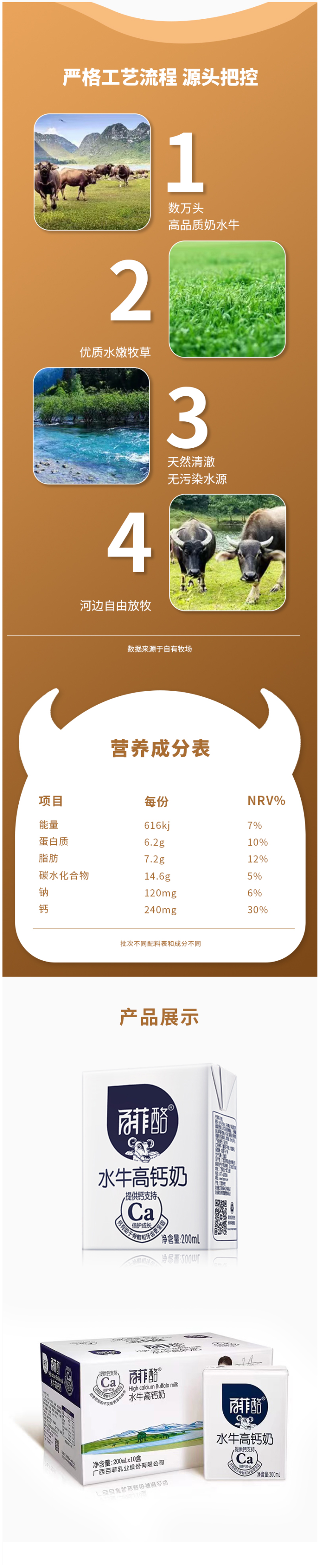 百菲酪 水牛高钙奶 200ml*10盒 图2