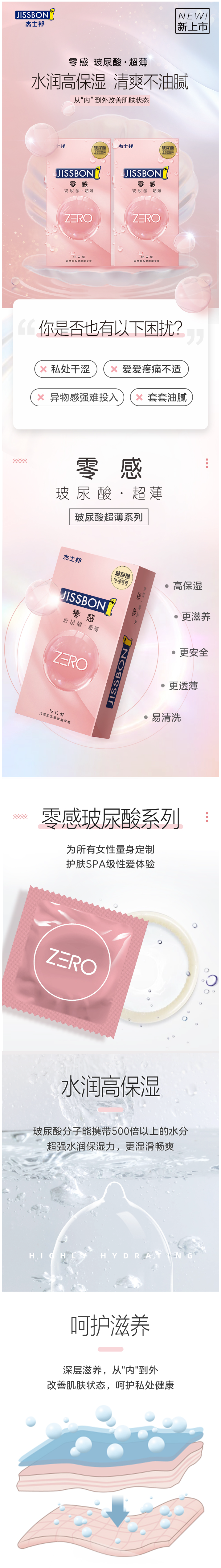 杰士邦 零感玻尿酸 超薄避孕套 12只*2盒 图1