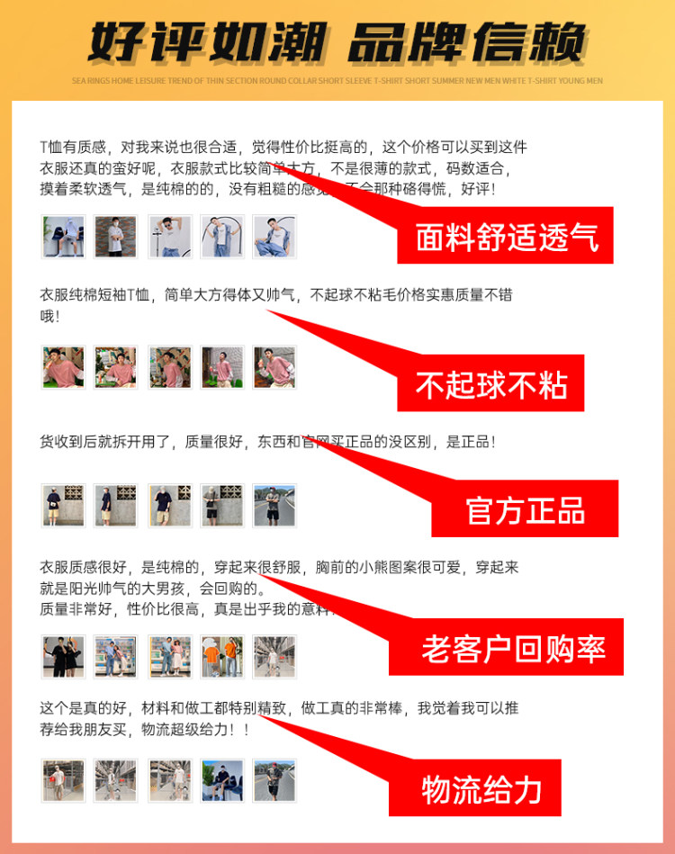 海澜之家 夏体恤衫纯棉圆领短袖男 图6